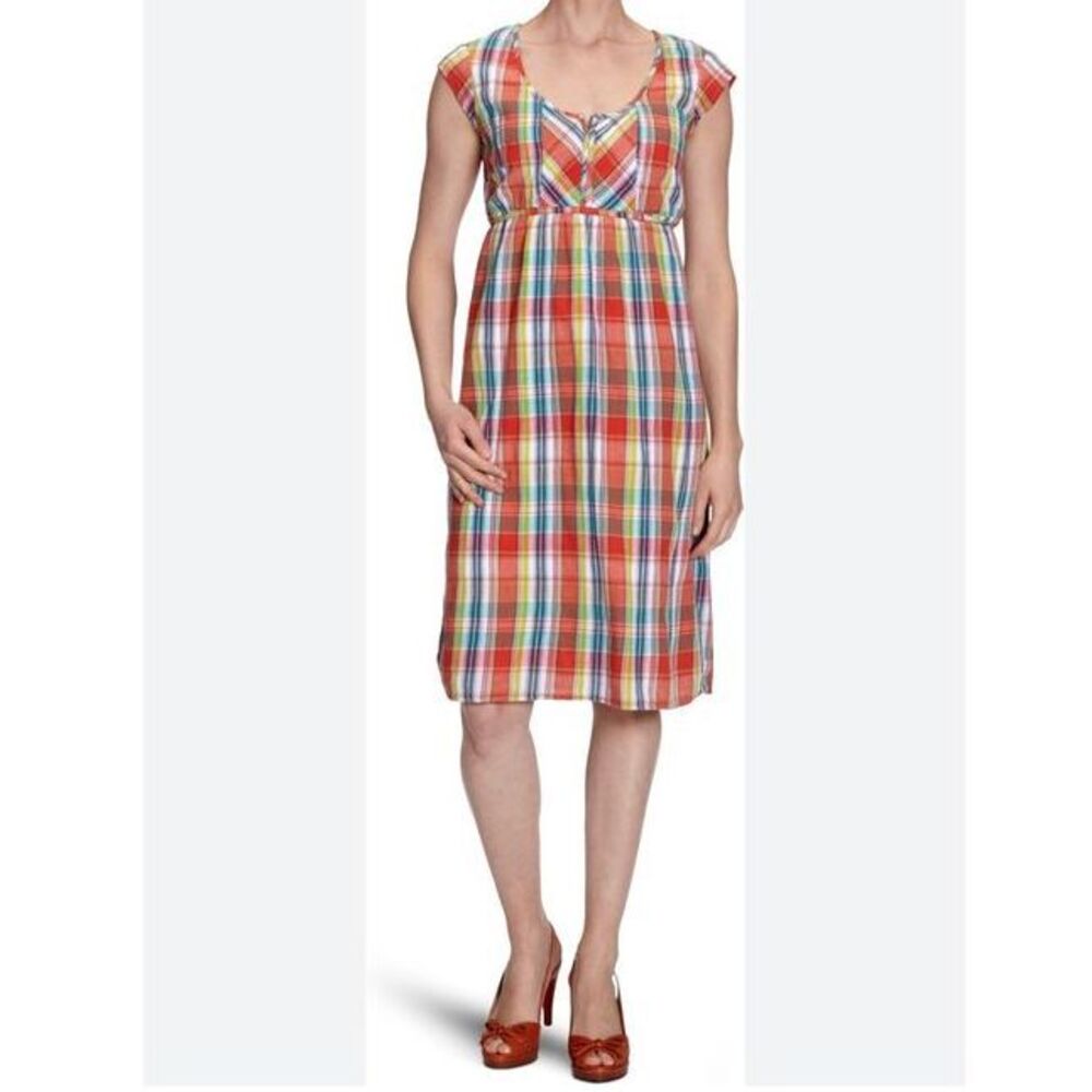 Eddie Bauer Plaid Cotton‎ Sundress Sz 12 Beachy Cottagecore Prairie Contemporary